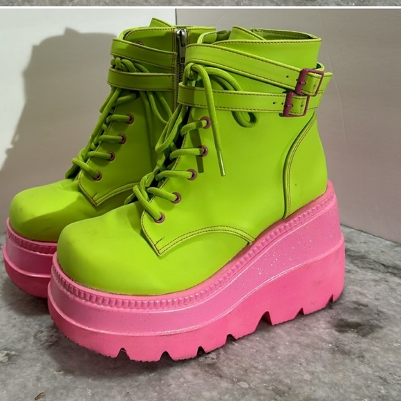 Demonia Shoes - Demonia techo pagan watermelon platform boots size 8.rare
